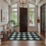 Lahome Zelie Moroccan Trellis Area Rug - 3x5 Washable Black Entry Rug Non Slip Living Room Mat, Distressed Lattice Soft Stain Resistance Indoor Throw Carpet for Front Door Foyer Bedroom Bathroom