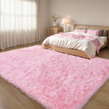 KCHOWUA Pink Fluffy Fuzzy Small Area Rugs for Bedroom Girls,3'x5' Machine Washable Plush Pastel Throw Cute Rug for Living Room,Modern Soft Shag Shaggy Furry Floor Nursery Kids Dorm Room Carpets