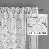 VISIONTEX White Sheer Curtains 84 Inches Long 2 Panels, Light Filtering Grey Moroccan Trellis Embroidered Semi Sheer Voile Drapes, Rod Pocket Textured Window Curtain for Bedroom Living Room 54W x 84L