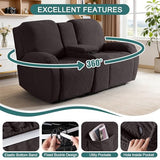 Ruaozz Loveseat Recliner Covers with Console, 4-Pieces Recliner Sofa Covers Stretch Jacquard Reclining Couch Covers with Pockets Furniture Protector with Elastic Straps Bottom (Chocolate)