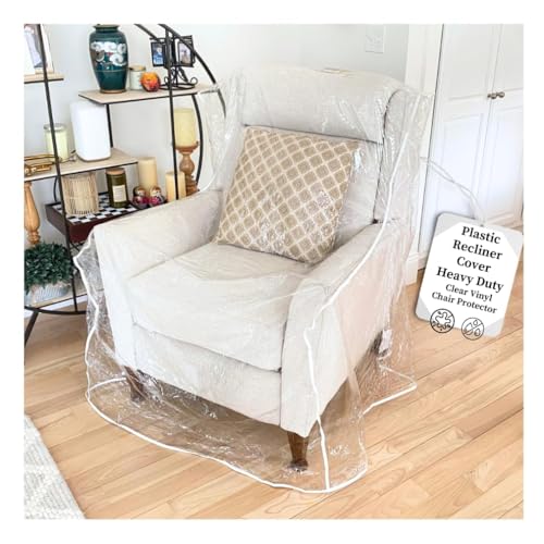 Evelots Clear Plastic Recliner Cover - Thick Heavy Duty Vinyl Armchair Cover for Protection Against Cat & Dog Clawing - Stain & Dust Protector - Waterproof Slipcover for Moving & Storage
