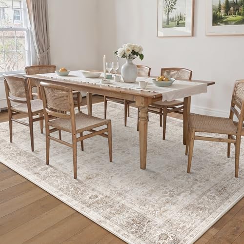 6x9 Neutral Rug for Living Room Vintage Distressed Bedroom Rug