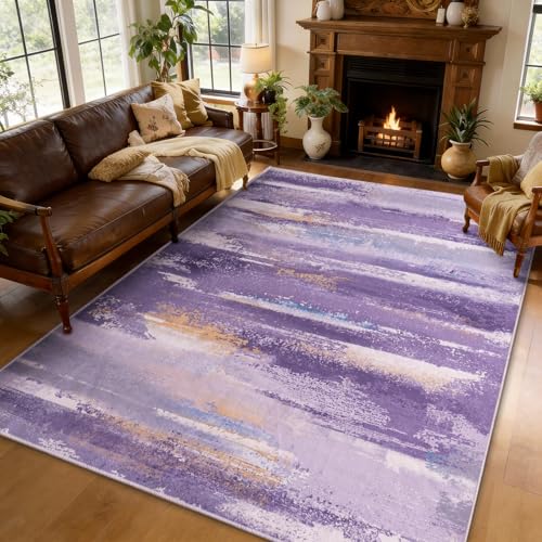 Washable 6x9 Area Rugs for Living Room: Large Modern Abstract Rugs