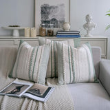 Boho Throw Pillow Covers 18x18 Inch Set of 2, Sage Green Textured Decorative Couch Pillow Cases for Farmhouse Home Decor, Accent Cushion Cover for Sofa, Bed, Living Room, Bedroom