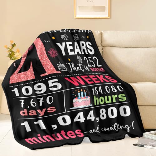 21st Birthday Gifts for Her - Gifts for 21 Year Old Female - 21 Birthday Decorations for Her - Twenty-one YR Bday Gift for Women Female Daughter Niece Sister Girlfriend Ideas Blanket 50"x60"