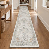 GENIMO 2'6"x14' Washable Runner Rug Non Slip for Hallway, Gray Beige