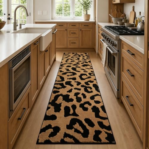 Leopard Hallway Runner Rugs 2x8: Washable Non Slip Cheetah Rug