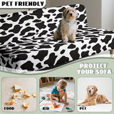 Classic Cow Print Stretchy Sofa Couch Slipcover with Elastic Bands Non Slip & Dustproof Protector Futon Covers Armless Sofa Couch Slipcover