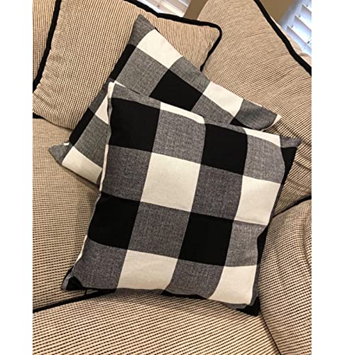 VAKADO Outdoor Farmhouse Buffalo Plaids Throw Pillow Covers 18x18 Set of 2 Black White Decorative Classroom Front Porch Classic Decor Retro Boho Cushion Cases Fall Home Rustic Check for Couch Patio