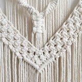 oiikain Large Handmade Boho Macrame Wall Hanging Tapestry - Chic Bohemian Woven Home Decor art for Living Room, Bedroom, and Wedding Parties (Beige, twelve rhombus)