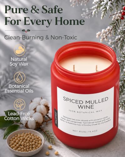 M&SENSE Spiced Mulled Wine Cinnamon Clove Scented Candle for Home Christmas