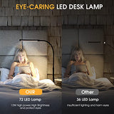 LED Desk Lamp with Clamp, Eye-Caring Clip on Lights for Home Office, 3 Modes 10 Brightness, Long Flexible Goose-Neck, Metal, Swing Arm Architect Task Table Lamps with USB Adapter, White