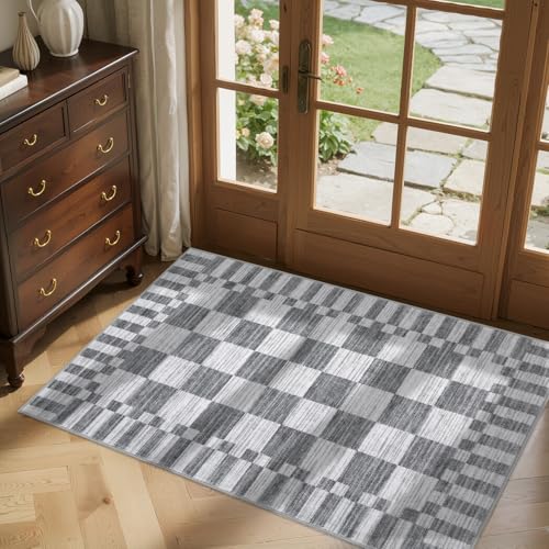 GarveeHome Checkered Washable 2x3 Rug Small Area Rugs Non-Slip for Entryway