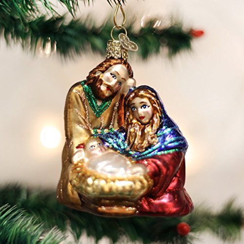 Old World Christmas Holy Family Glass Blown Ornament for Christmas Tree, Handcrafted Holiday Decoration, Religion Collection