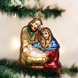 Old World Christmas Holy Family Glass Blown Ornament for Christmas Tree, Handcrafted Holiday Decoration, Religion Collection