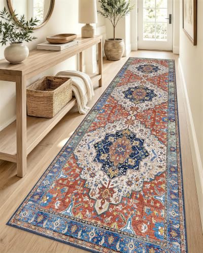 OLANLY 2'6"x12' Washable Runner Rug, Non Slip Carpet for Hallway Kitchen