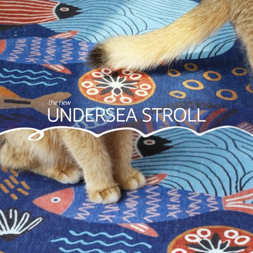 jinchan 5ft Coastal Round Rug Washable Kids Rug Colorful Fish Mat Blue