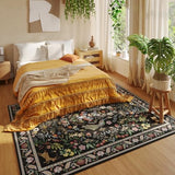 Rugcomf Area Rug 5x7 for Living Room Floral Washable, Vibrant Black