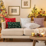 MIULEE Christmas Decorations Pillow Covers 16x16 Pink Silver Snowflake