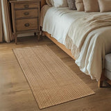 Tan Brown Boho Faux Jute Braided Entryway Rug 2x4 ft,Solid Rubber Back Rug