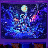 kampdream Blacklight Astronaut Space Tapestry, UV Reactive Galaxy Universe Planet Glow in Dark Tapestries for Men, Boys and Teens Cool Poster 36×48 inch