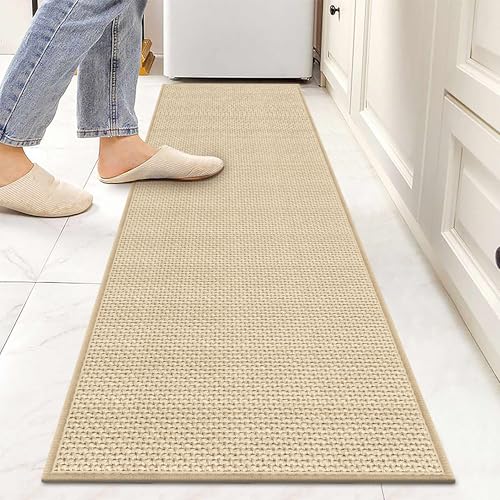 Carpet Runners for Hallway 6ft Washable, Braid Jute Kitchen Floor Runner Sink Mat Absorbent, Small Farmhouse Kitchen Carpet, Beige