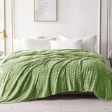 Whale Flotilla Soft Flannel Fleece Bed Blanket King Size, Olive Green