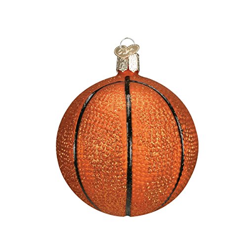Old World Christmas Basketball Glass Blown Ornament for Christmas Tree, Handcrafted Holiday Decoration, Sport Collection