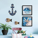 13" Nautical Wooden Anchor with Rope Nautical Beach Wood Anchor Wall Art Decor Door Hanging Ornament Beach Theme Home Decoration (Blue)