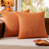 MIULEE Burlap Linen Throw Pillow Covers 18x18 Inch Set of 2 Fall Orange