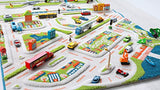 IVI Mini City 59" L x 39" W Educational Toddler Car Play Mat Rug for Bedroom, Kids Den, or Playroom