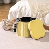 B FSOBEIIALEO Storage Ottoman Cube, 12.6" Flower Shaped Ottomans, Yellow