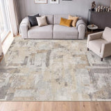 12x15 Washable Area Rug: Non-Slip Abstract Geometric Living Room Rugs