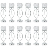 12 Pcs Silver Elegant Metal Crystal Tea Light Candle Holders