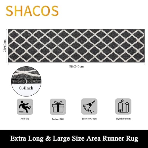 SHACOS Black Kitchen Runner Rug 2x8 ft Washable Hallway Runner Rugs