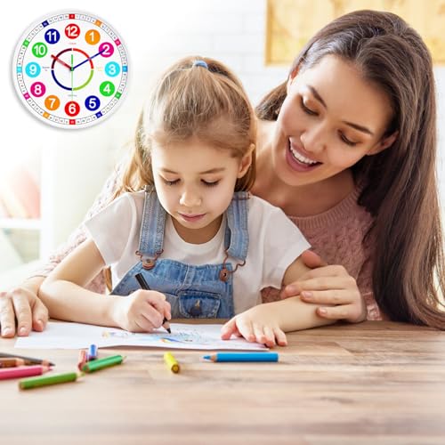 Kids Wall Clock - Non-Ticking, Battery-Operated Time Teaching Clock for Kids, Ideal for Children’s Bedrooms, Playrooms, and Stylish Home Décor – White, 12 Inch