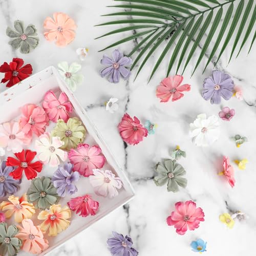 FOIMAS 150pcs Mini Faux Flower for Crafts,Artificial Flower Heads Daisy Peony Flower Decor for Craft Garland Wedding Home Decoration