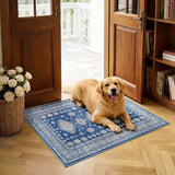 2x3 Door Mat Washable Boho Non Slip Small Throw Rug for Entrance, Blue