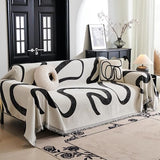 MYSKY HOME Boho Couch Cover Super Soft Couch Covers for 2-3 Cushion Couch Sofa, Modern Black Jacquard Sofa Slipcover Loveseat Futon Cover, Couch Covers for Sectional Sofa, 71" x 118", Black Curve