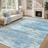 Washable Rug 8x10 Area Rugs for Living Room: Large Neutral Soft Rug Abstract Non Slip Low Pile Modern Carpet for Bedroom Kitchen Nursery Office Dining Room Indoor (Lightblue, 8'x10')