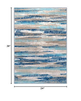 Lansny Small Abstract Area Rug, Entryway Rug Washable Door Mat Indoor Entrance, 2x3 Washable Rug Non-Slip, Soft Blue Kitchen Rugs Thin Print Faux Wool Floor Carpet Throw Rugs for Foyer Front Door Sink