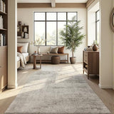 4x6 Beige Washable Area Rug for Living Room, Vintage Print Carpet