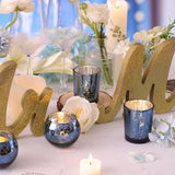 12PCS Assorted Blue Votive Candle Holders, Mercury Tealight Candle Holder Glass