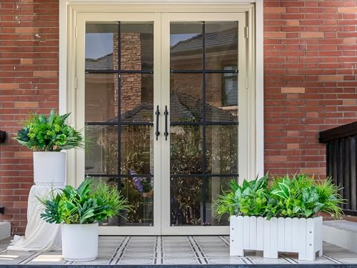Green Moon 18PCS Artificial Plants Outdoor, Faux Greenery Stems for Outside | UV Resistant Faux Outdoor plants, Fake Shrubs Plants for Patio Garden, Front Porch, Window Box, Spring Summer Home Decor