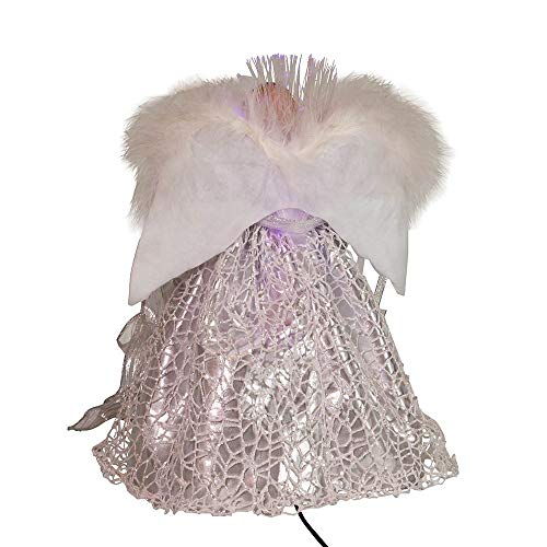 Kurt Adler 12-Inch CUL Fiber Optic LED Silver Angel Treetop, Multicolor