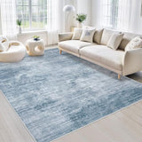 Area Rugs 5x7 Living Room: Washable Rug Modern Abstract Large Rugs Soft Non Slip Neutral Rug Stain Resistant Indoor Carpet for Bedroom Kitchen Dining Room Table Nursery Home Office Rugs(Blue,5'x7')