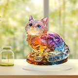 Rainbow Cat Figurine Acrylic Desktop Decoration, Suitable for Home Décor in Living Room or Office. Idea Gift Choice: Halloween, Christmas, Birthday, Anniversary, Valentine's Day, Celebrations