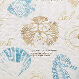 Lush Decor Harbor Life Furniture Protector, Couch Cover, 116" W x 75" L, Blue & Taupe - Quilted Coastal Couch Cover - Nautical Furnishings - Pet Sofa Covers - Furniture Covers For Sofa & Loveseat