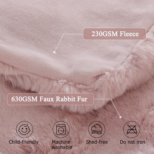 Cozy Fluffy Plush Faux Fur Blanket Pink 50x60 Inch Super Soft Fuzzy Thick Throw Blanket for Sofa Couch Bed