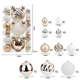Christmas Ball Ornaments for Xmas Decorations,50 pcs Christmas Extra Large Tree Shatterproof Ornaments-Champagne (Combo of 5 Style in 3 Sizes)